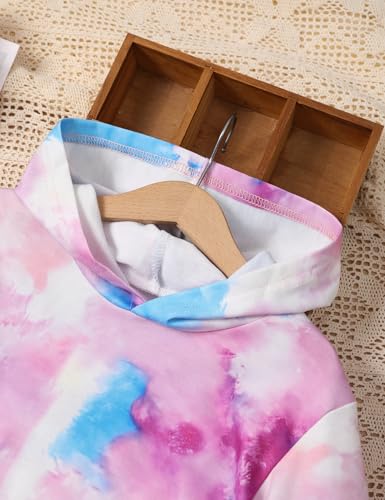 Image of Girls Clothes Tie Dye Sweatsuit Long Sleeve Sweatshirt Tops and Flare Pants 2PCS Girls Fall Clothes
