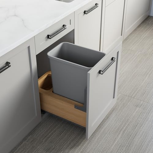Image of Dowell Single 35Qt Undermount Trash Pull-Out Waste Container with Full Extension Soft-Close Slides, Bottom Mounted, Face Frame /Frameless Min. Cabinet Opening: 12-1 /2 Inch Wide-4008 0115 35