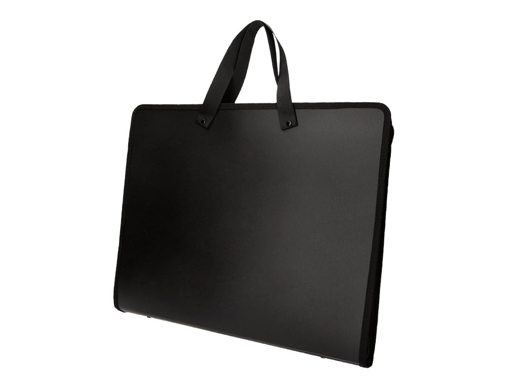 Liderpapel Polypropylene A3 Document Folder with Zip Closure, 2 Interior Pockets and Fabric Handle, Black - Image 2
