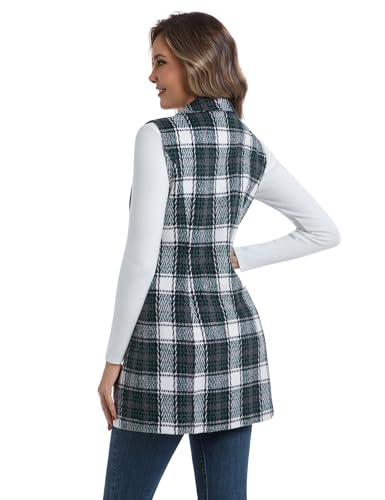 Image of IDEALSANXUN Plaid Vest for Women Fall Winter Sleeveless Blazer Jackets