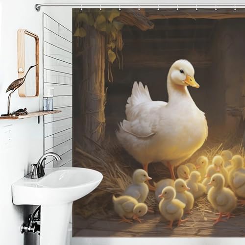 Rideau de douche canard en polyester lavable 183x183 cm
