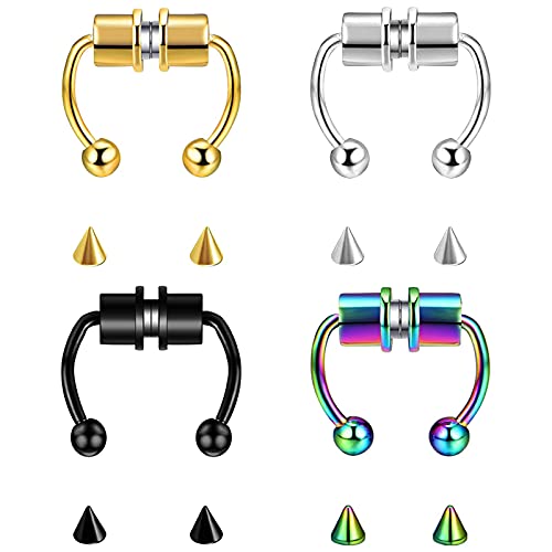 4 pcs Magnetischer Septum-Nasenring,delstahl Magnet Fake Septum Nasenring Cover