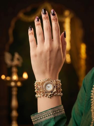 Image of Gold Plated Ethnic Watch For Women And Girls | Stylish Fashion Watch | Quartz Movement | Elegant Gift for Women