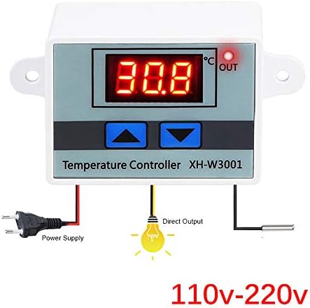 Digital LED Temperature Controller Module, 110-220V XH-W3001 with Waterproof Sensor Thermostat Heating Cooling Control Switch, Programmable Heating Cooling Thermostat