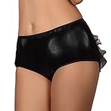 QinMi Lover Women's Plus Size Sexy Open Butt Lingerie Leather Crotchless Panty Black