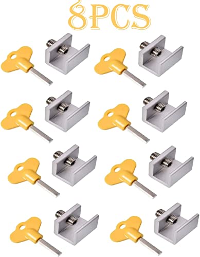 xutong Serrures de fenêtre, Paquet de 8 serrures de fenêtre coulissantes en Aluminium, Coulissante Verrou Fenêtre Réglable Bloque-Portes,Verrou Porte Coulissante Securité Fenetre Cover