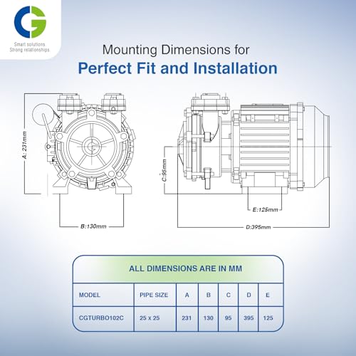Image of CG- CGTURBO102C | Turbo -I | 0.75kW /1.0 HP| Water Pump | Cooper Winding | Cast Iron Body | SS Shaft & Impeller | Rust Resistant CED Coated Component | Overload Protection | 1Yr Manufacturer Warranty