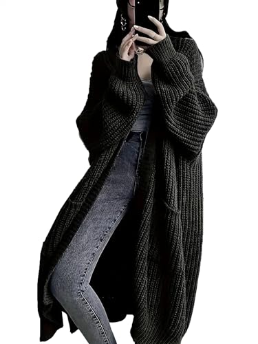 Women's Plus Size Oversized Long Cardigan Sweaters Chunky Knit Open Front Duster Coats with Pockets Winter Outwear