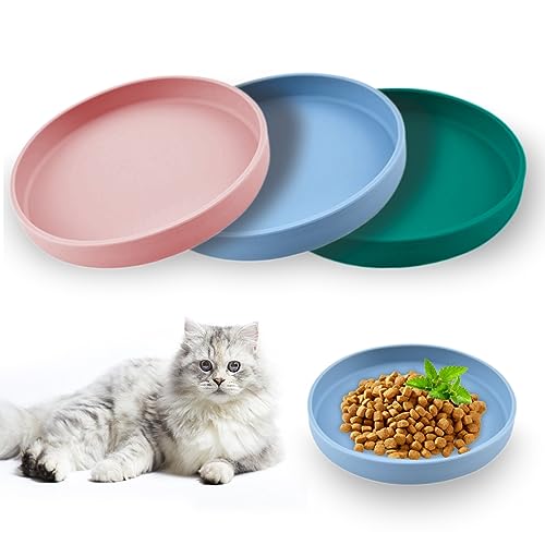 3 Pcs Katzennapf, Futternapf Katze, Silikonnapf Breit, Rutschfester Trinknapf für Trockenfutter und Nassfutter, Flacher Design, Multifunktionales Futternapf für Katzen und Hunde