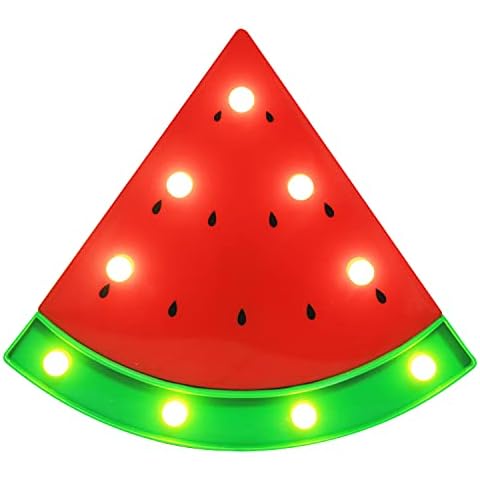 Vicila LED Marquee Signs Watermelon Night Lights, Battery Operated Watermelon Shaped Desk Table Lamp for Christmas Kids, Baby, Child, Girl Gift, Nursery Room, Wall Decor- Red Watermelon Cover