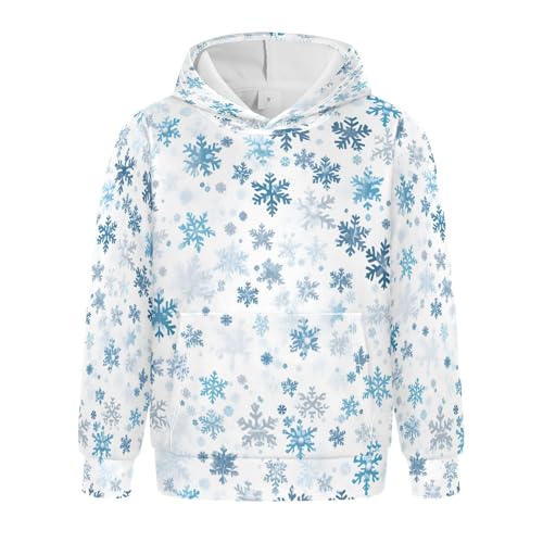 Kids Hoodies Sweaters Christmas Xmas Snowflake Hooded Sweatshirts with Big Pockets for Boys Girls B0400395
