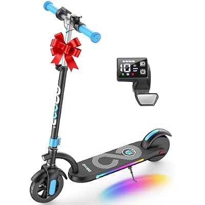 Gyroor H40 Kids Electric Scooter, 180W Motor, Up to 10 MPH, LED Display & Colorful Lights, Adjustable Height, for Boys & Girls Ages 8-12, Great Birthday Gift