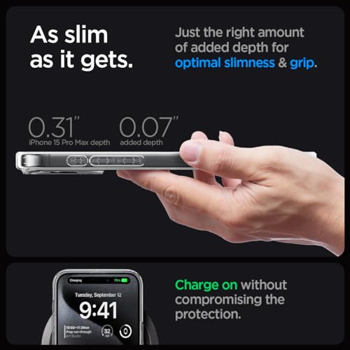 Image of Spigen for iPhone 15 Pro Max Case, Ultra Hybrid MagFit [Anti-Yellowing] [Compatible with Magsafe] - Carbon Fiber