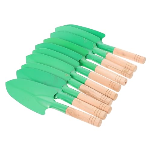 BAZEITFLOW Pala De Jardinería y Pala De Plantación Mango De Madera 10 Piezas para Jardín Doméstico, Herramientas De Mano Resistentes para Plantar, Abonar y Deshierbar, Colores Verde y Rojo Aleatorios