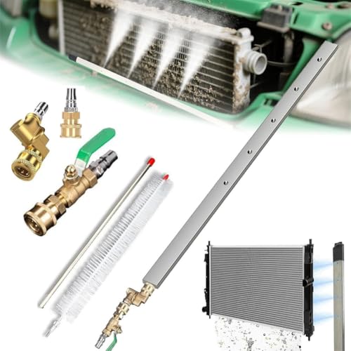 39'' Stainless Steel Radiator Cleaning Wand - High-Pressure Flush Tool with Quick Couplers & Brush for Car, Truck, RV, Water Tank Cleaning - Efficient Radiator Maintenance Solution