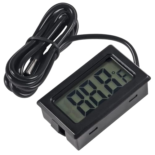 Image of SMIC Plastic Mini LCD Tpm-10 Digital Thermometer Sensor Wired For Room Temperaure /Fridges, Indoor Outdoor Portable Pocket LCD Electronic Temperature Meter (Black)