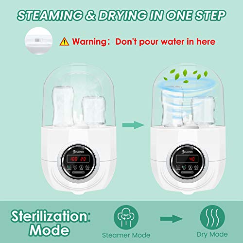 Baby Bottle Warmer Dry Sterilizer Steam, EIVOTOR Electric Steam Sterili-zer with LED Display Accurate Temperature Control for Breastmilk or Formula, BPA Free