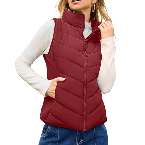 Chaleco acolchado de mujer con cuello alto y cremallera
