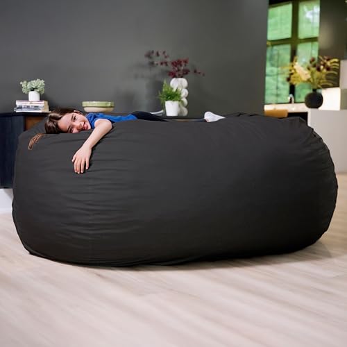 Image of Big Joe Fuf 7Ft Giant Foam Bean Bag Chair, Oversized Couch with Removable Cover for Kids, Teens, Adults, Onyx Lenox, 7 Foot