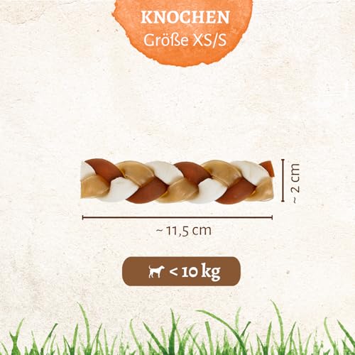 8in1 Delights Chewy Braids XS/S - leckerer Kausnack für kleine Hunde, bissfeste Rinderhaut mit köstlichem Huhn, 75g Beutel (5 Stück)
