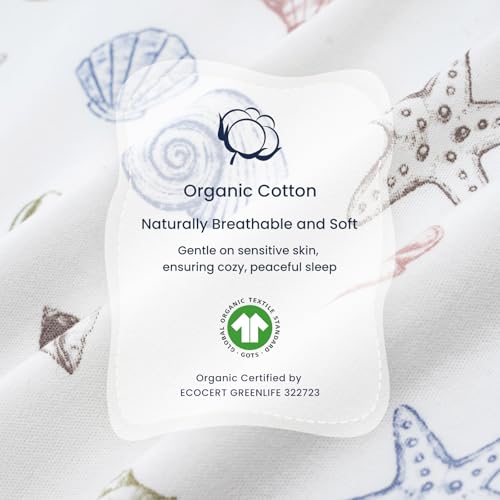 Image of kaiya baby Organic Cotton Sleep Sack with Feet,1.0 TOG Sleep Bag,18-36M | Safe Sleep Design, CPSC Tested, GOTS Certified, Organic Cotton & Camel Wool Filling, Temp Sensing Sticker, Two-Way Zipper