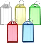 25 Pcs Plastic Key Tags,Key Fobs Labels Keychain Tags with Split Ring Label Keychains Window Key Fobs ID Tags for Luggage,Pet Name,Warehouse (5 Colors)