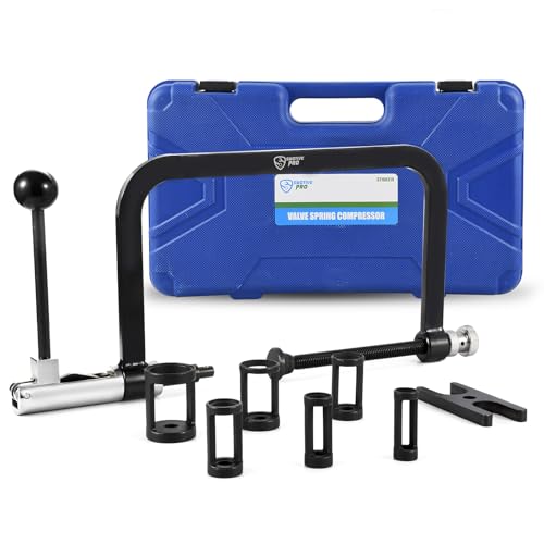 SMOTIVEPRO Heavy Duty 8-Piece Valve Spring Compressor and Removal Tool Kit, Universal for LS Series Engines and Small Engines, Includes Collet Pusher Adapters