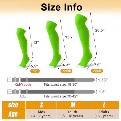 Image of XZQTIVE Baseball Socks and Belt Combo,Over the Knee Softball Socks and Belt,Knee High Football Socks for Kids Youth Adults