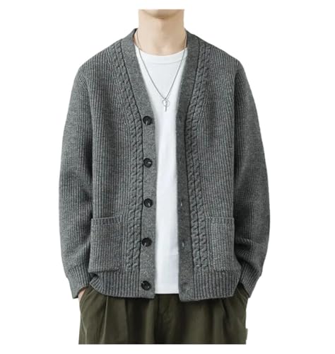 Men's Spring Fall Knit Cardigan Youthful Vitality Slim Fit Knitted V-Neck Sweater Outerwear