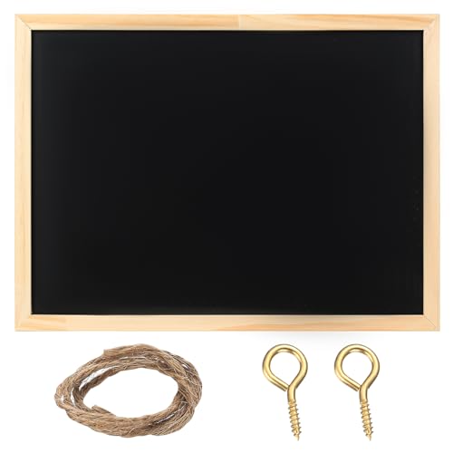 Kreidetafel zum Aufhängen, 40x30 cm Blackboards, Black Boards mit Holzrahmen, Wandtafel Küche Bad Notizen Mitteilungen Schultafel, Schwarz