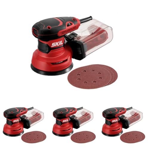 Image of SKIL 5 inch Random Orbital Sander with Cyclonic Dust Box & 3pc Sanding Sheet - SR211601,Multicolor,(Pack of 4)