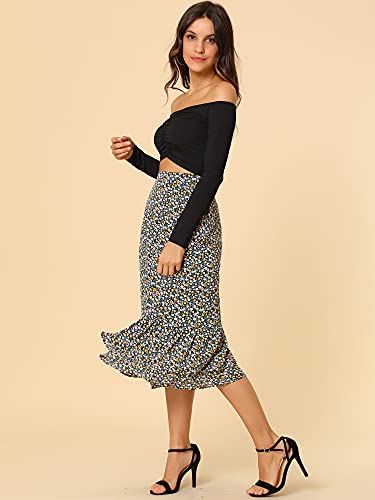 Image of Allegra K Women's Printed Skirt 2025 Weekend Trendy Summer Chiffon Ruffle Tiered Flowy Midi Skirts