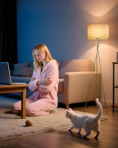 Image of Lightdot 62IN Tripod Floor Lamps for Living Room, Modern Standing Lamp with Off-White Fabric Shade, Mid Century Industrial Standing Tall Lamp for Bedroom, Home Office-Gold