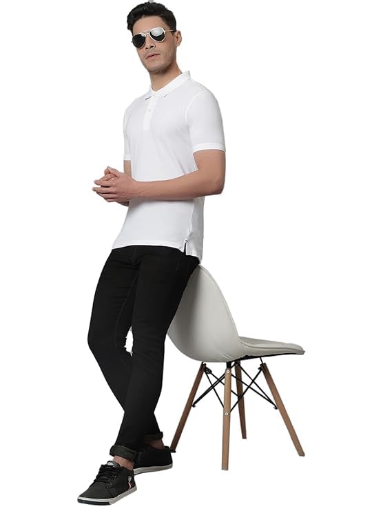 Image of Cantabil T-Shirt for Men l Breathable & Soft with Color Fastness Regular Fit Poly Cotton Fabric Solid Pattern (P CRMTSH0001)