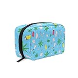 Pizza Weed Pattern Makeup Bag Organizer Portable Cosmetic Pouch Handbag With Zipper For Women Purse