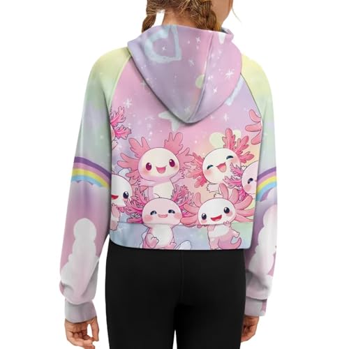 Girls Half Zip up Hoodies Casual Long Sleeve Hooded Sweatshirts for Kids Crop Tops Fleece Pullover Coat,5-14Years4