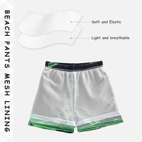 Boys Beach Board Shorts Neon Baseball Green Doodle Swim Trunk Teen Swimwear 8-16Y4