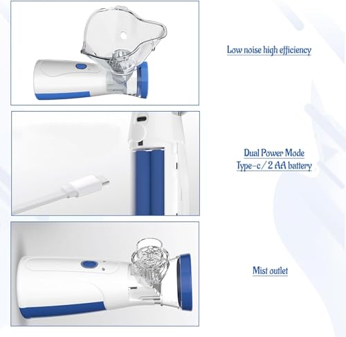 Image of Portable Mesh Nebulizer for Adults & Kids [USB & Battery Operated] | Handheld Inhalation Machine | Ultra-Fine Mist Nebulization | Low Noise Device for Home & Travel Use