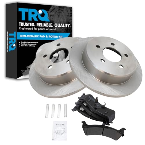 Image of TRQ Rear Brake Pad and Rotor Set Semi Metallic Solid Rotors | For 1995-2001 Ford Explorer 2002 Explorer Sport 1998-2002 Ranger 1997-2001 Mercury Mountaineer
