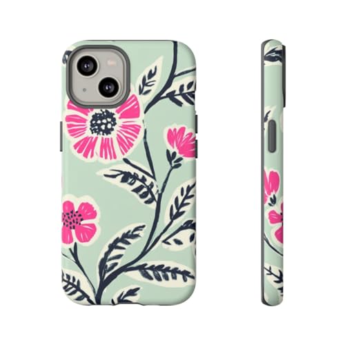 Coque iPhone 14 fleurie mate rigide contre les rayures