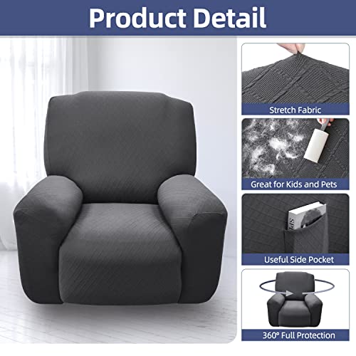 Czl 100% Waterproof Recliner Chair Covers, 4-Piece Leakproof Sofa Covers Elastic Jacquard Recliner Slipcovers, Washable Furniture Protector With Side Pockets #TOP2