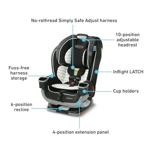 Graco Extend2Fit 3-in-1 Convertible Car Seat, Rear Facing, Forward Facing, and Booster Seat, Hamilton