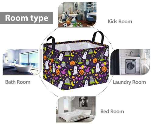 Image of Rec Halloween Ghost Storage Basket Box Hamper Collapsible Organizer Bin Gift Shelf Baskets for Home and Kitchen Storage