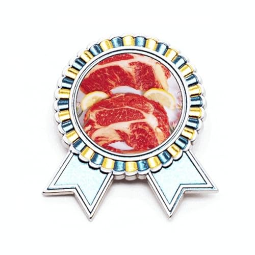Broche steak en métal taille M avec texture de viande crue réaliste