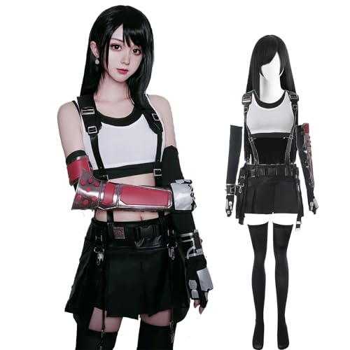 LTAKK Tifa Lockhart Cosplay Costume with Wig Women Game Cosplay FF7 VII Tifa Costume,Large