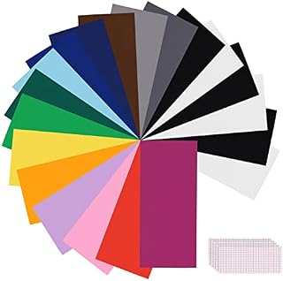 Adhesive Vinyl Permanent 20 Sheets & 5 Transfer Tape Sheets (5.9x11.8 in) - for Cricut Joy Vinyl for Decor Sticker,Accessories and Supplies,Craft Cutter, Outdoor, Car Decal, Decoration Vinyl