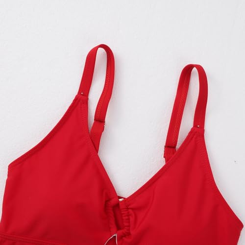 ESHOWEE Girls Swimsuits 2 Piece Bathing Suit Set Toddler Ruffle Tank Top Front Cutout Beach Summer Bikini Swimwear 2-12Y3