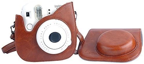 Katia Camera Case Bag Compatible for Fujifilm Instax Mini 9 Instant Film Camera, Also for Fujifilm Instax Mini 8 Instant Film Camera, with Accessories Pocket and Strap - Brown