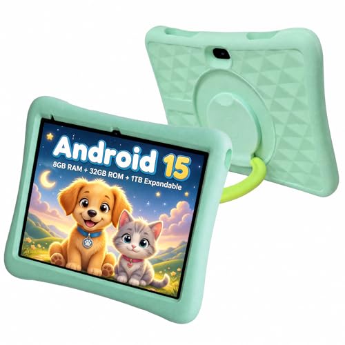 Image of ZZB 10 Inch Android 15 Tablet for Kids with Case, 8GB (3+5 Extended) RAM + 32GB Storage (Supports 1TB Micro SD), 6000mAh Long Battery, Dual Cameras, Android Tablets Tablets for Kids