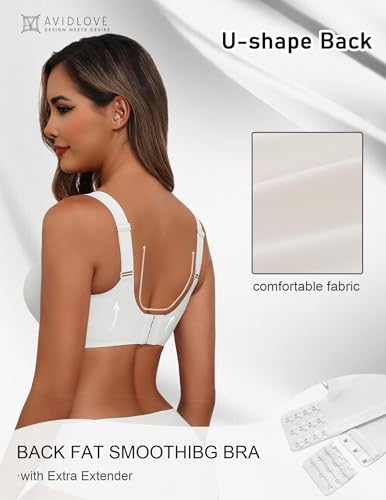 Image of Avidlove Bras for Women Seamless Bra Full Coverage T Shirt Bralettes V Neck Wireless Bra Comfortable Brassiere
